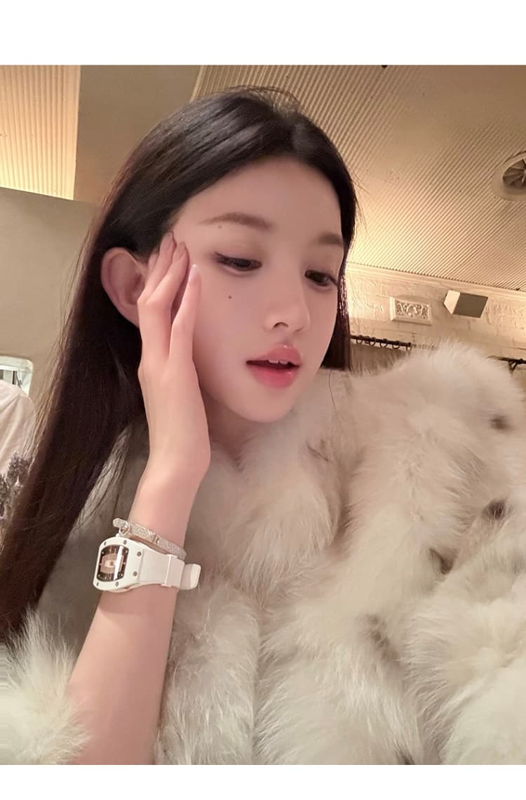 실사 한국 스타일 환경 보호 모피 폴로 칼라 모방 여우털 무거운 작업 레오파드 무늬 모피 재킷 새로운 여성 모피 영 섹션 상세 이미지 10