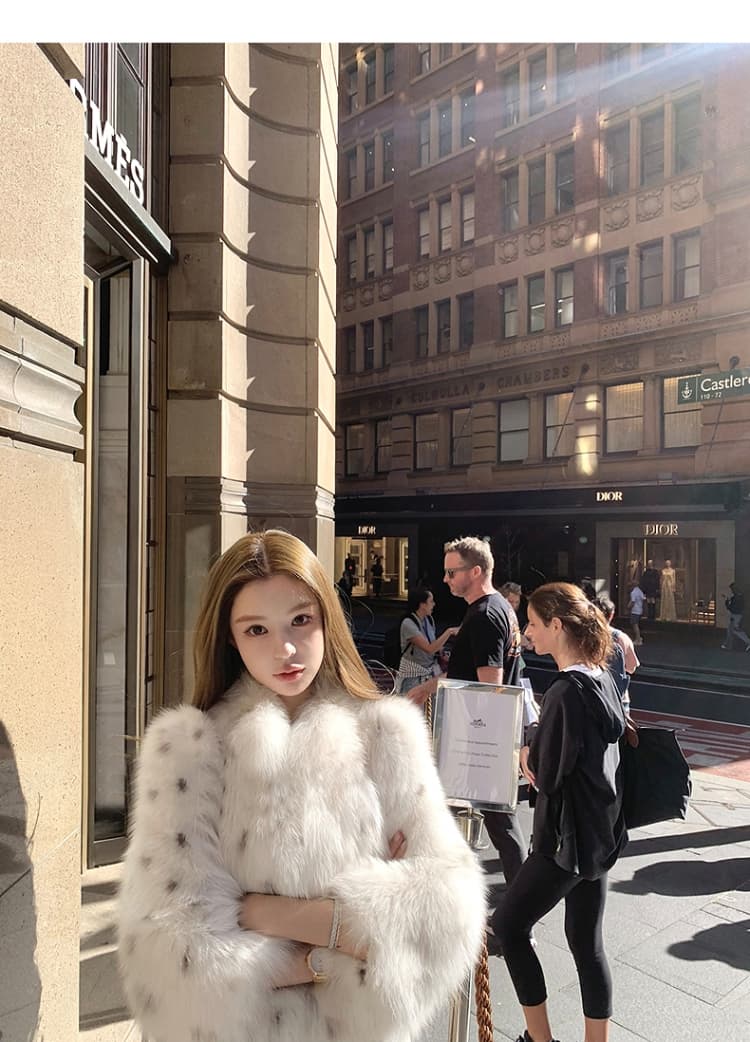 실사 한국 스타일 환경 보호 모피 폴로 칼라 모방 여우털 무거운 작업 레오파드 무늬 모피 재킷 새로운 여성 모피 영 섹션 상세 이미지 14