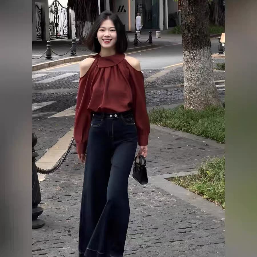새로운 프랑스식 오프숄더 긴팔 디자인 센스 Chic 외국 가스 작은 셔츠 셔츠 이미지 2