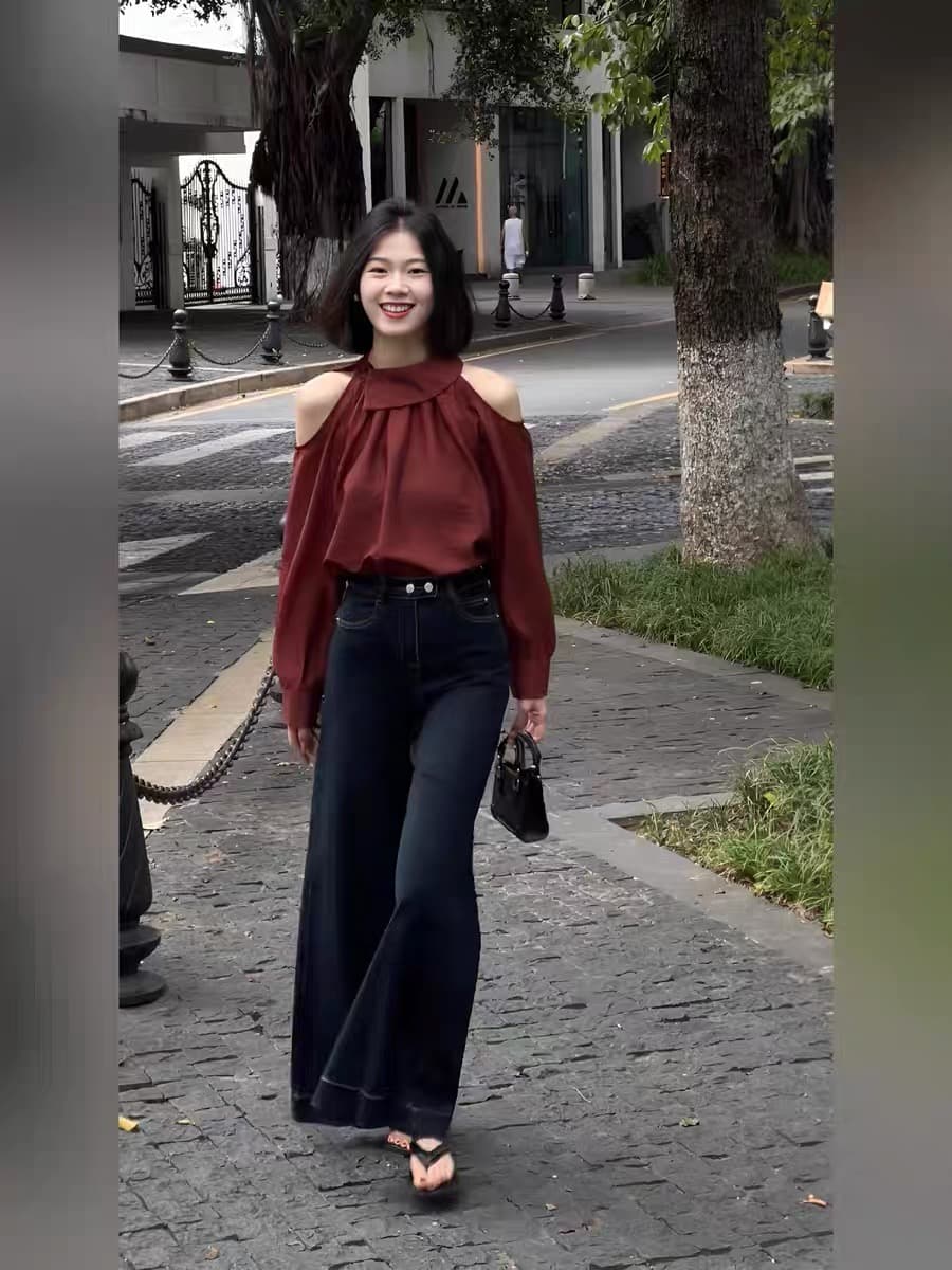 새로운 프랑스식 오프숄더 긴팔 디자인 센스 Chic 외국 가스 작은 셔츠 셔츠 상세 이미지 5