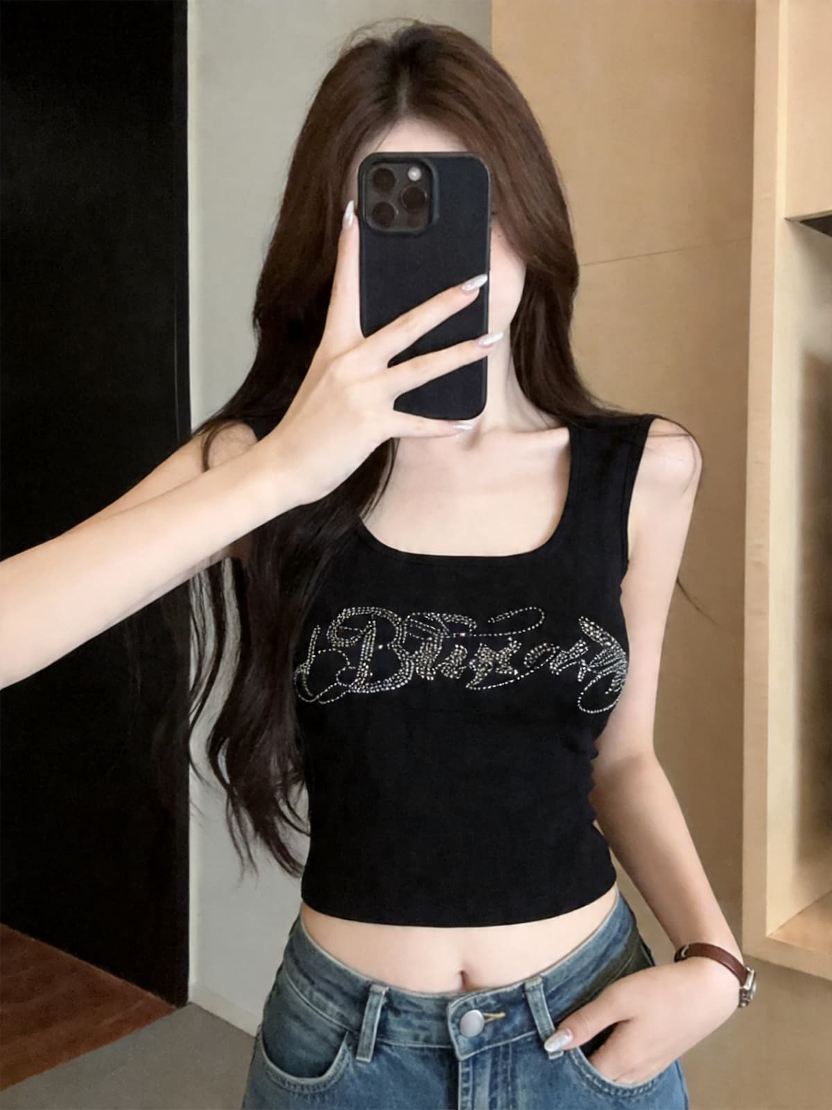 정가 있음 보호 아메리칸 알파벳 핫픽스 민소매 몸매 가꾸기 슬림해 보이는 단어 조끼 여성 다용도 슬립 맨위 상세 이미지 14