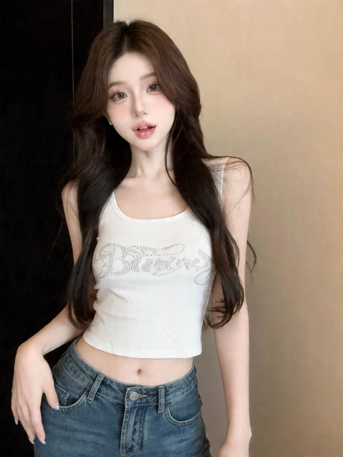 정가 있음 보호 아메리칸 알파벳 핫픽스 민소매 몸매 가꾸기 슬림해 보이는 단어 조끼 여성 다용도 슬립 맨위 상세 이미지 15