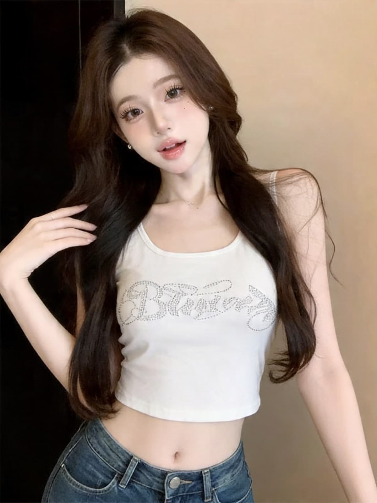 정가 있음 보호 아메리칸 알파벳 핫픽스 민소매 몸매 가꾸기 슬림해 보이는 단어 조끼 여성 다용도 슬립 맨위 이미지 2