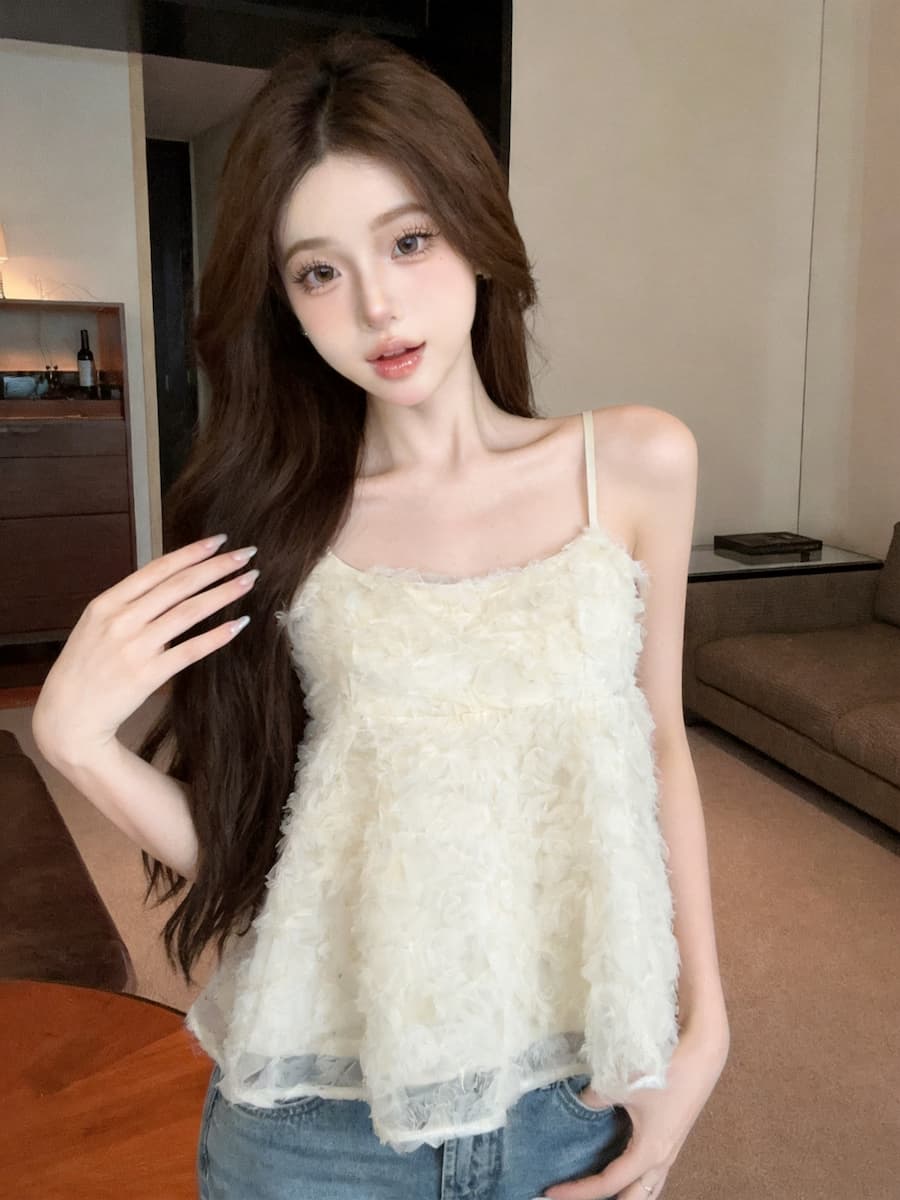 정가 있음 보호 순수한 욕망 달콤함 소녀 바람 망사 캐미솔 맨위 여성 여름 달콤함 인형 셔츠 상세 이미지 19