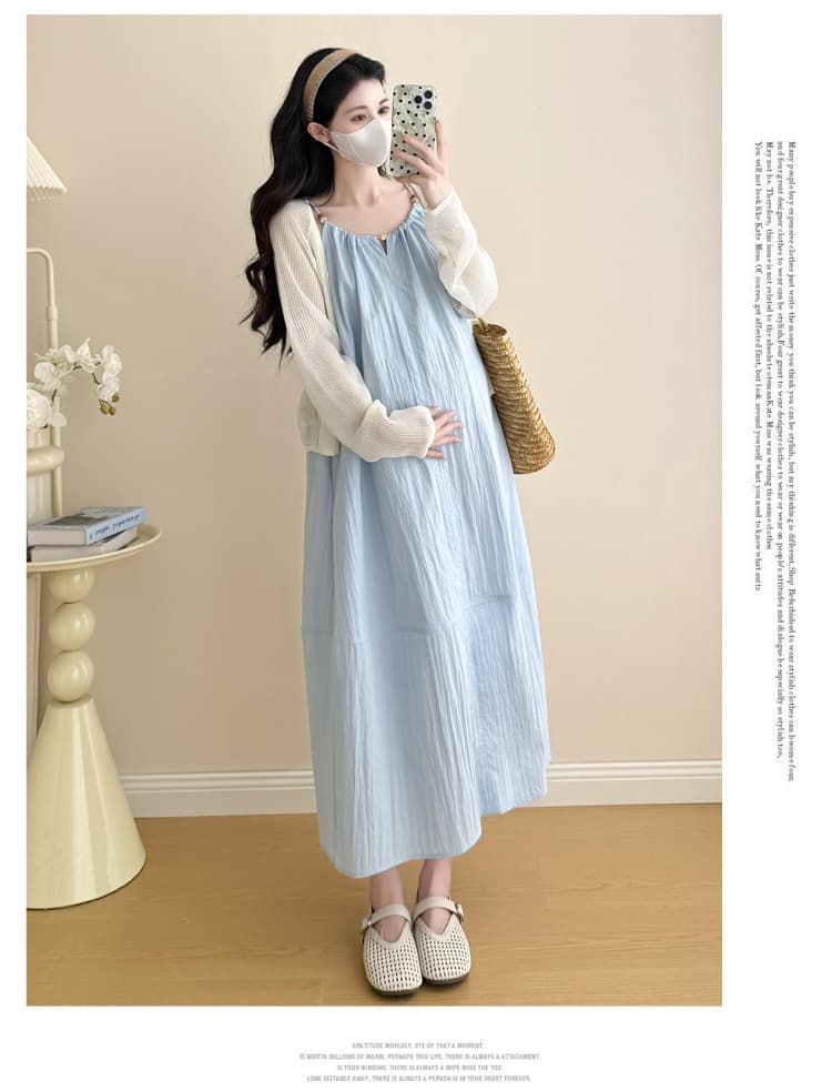 실사 2026 봄 여름 출산 착용 새로운 한국 스타일 패션 루즈핏 슬립 드레스 국방 사이 작은 외부 가져 가라. 상세 이미지 12