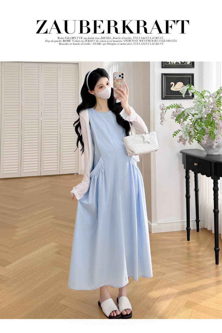 실사 새로운 한국 스타일 패션 루즈핏 롱 코트 임산부 점프 슈트 임산부 레이스 재킷 상세 이미지 22