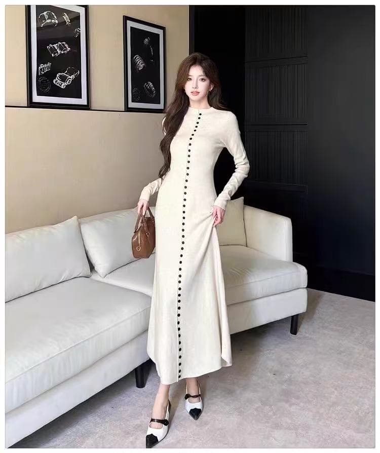 가을 겨울 새로운 여성 드레스 하프 칼라 만나는 플러스 롱 스커트 부드러운 찹쌀 앤 캐럿 빨간색 니트 원피스 품격 합격 여성 의류 상세 이미지 5