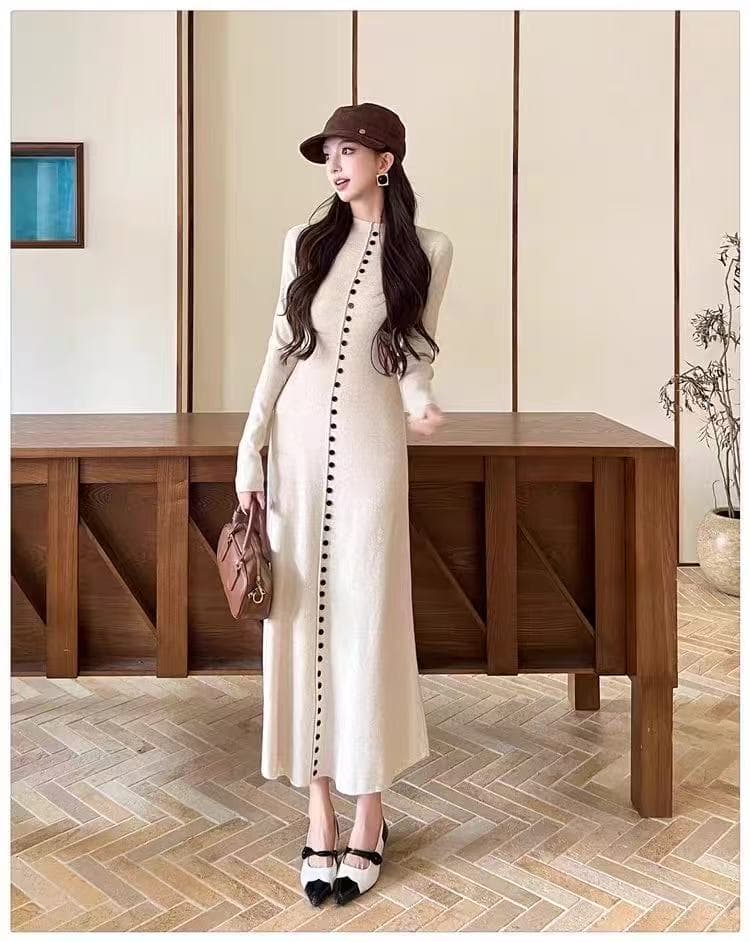 가을 겨울 새로운 여성 드레스 하프 칼라 만나는 플러스 롱 스커트 부드러운 찹쌀 앤 캐럿 빨간색 니트 원피스 품격 합격 여성 의류 상세 이미지 11