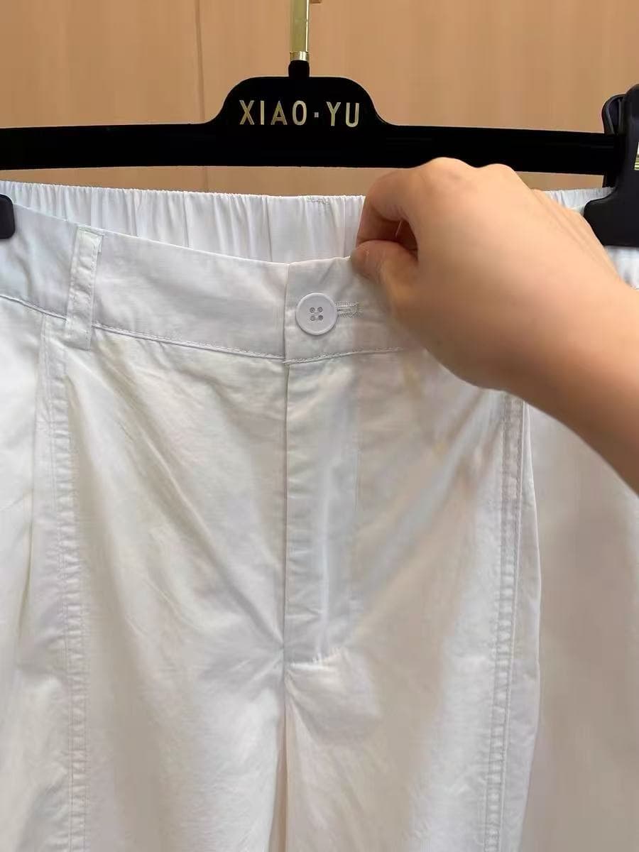 고급 유럽 상품 여름 새로운 고급 센스 패션 다용도 이후 밴딩 하이웨이스트 슬림해 보이는 루즈핏 모통이 칼 와이드 레깅스 바지 상세 이미지 14