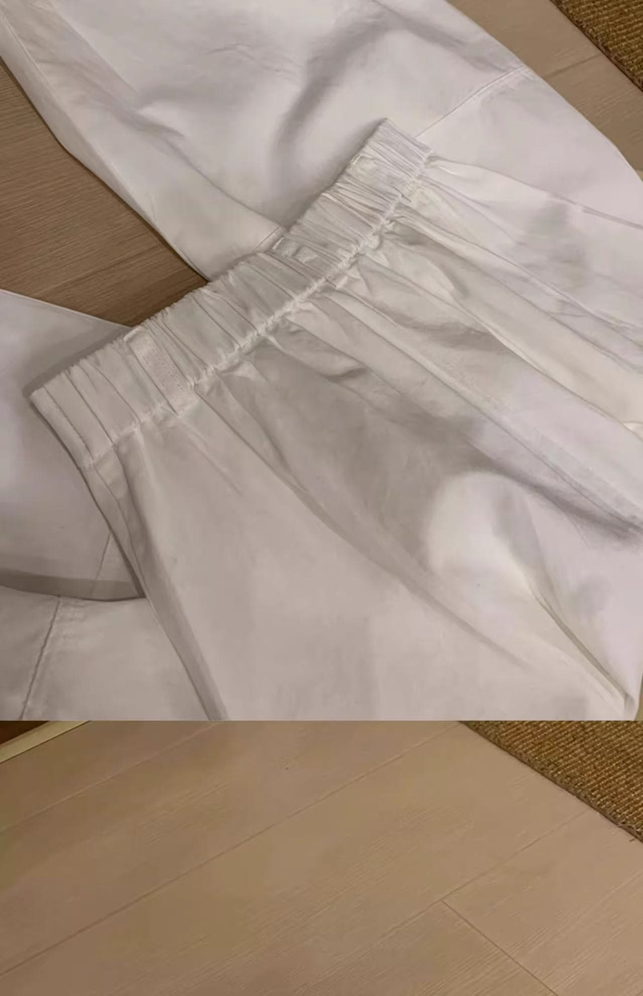하이웨이스트 화이트 캐주얼 와이드 레깅스 바지 봄 여름 새로운 워시 물 면 배 모양 몸 모통이 칼 할란 9부 바지 아이들 상세 이미지 3