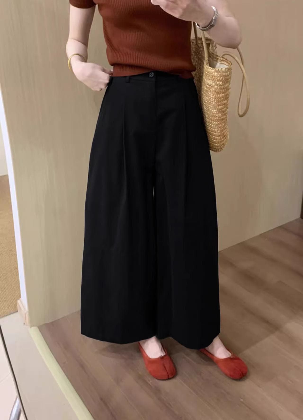 하이웨이스트 화이트 캐주얼 와이드 레깅스 바지 봄 여름 새로운 워시 물 면 배 모양 몸 모통이 칼 할란 9부 바지 아이들 상세 이미지 17
