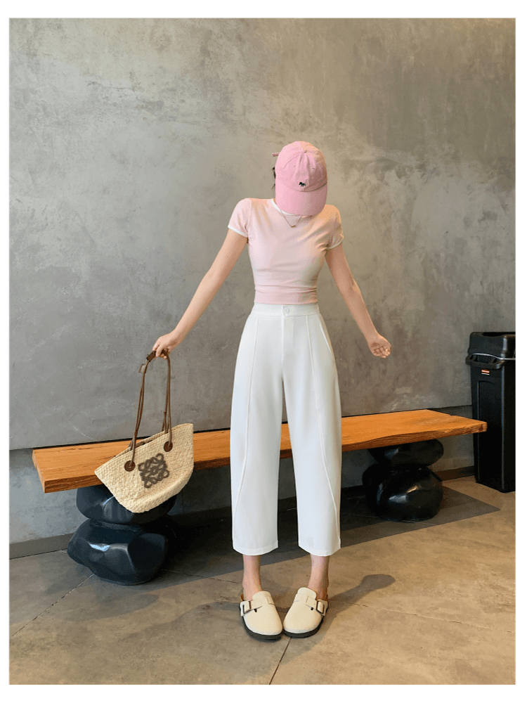 진한 파란색 할란 주간 실크 청바지 여성 봄 여름 새로운 배 모양 몸 하이웨이스트 루즈핏 슬림해 보이는 9 포인트 와이드 레그 팬츠 상세 이미지 29
