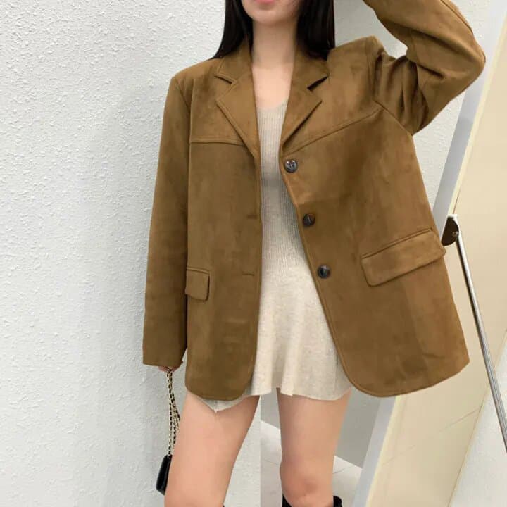 사슴 캐시미어 정장 여성 코트 한국 레트로 루즈핏 슬림해 보이는 싱글 줄 버튼 고급 센스 품격 다용도 긴팔 맨위 상세 이미지 15
