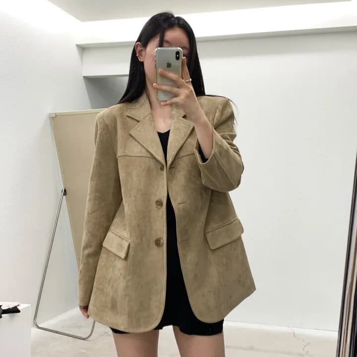 사슴 캐시미어 정장 여성 코트 한국 레트로 루즈핏 슬림해 보이는 싱글 줄 버튼 고급 센스 품격 다용도 긴팔 맨위 상세 이미지 24