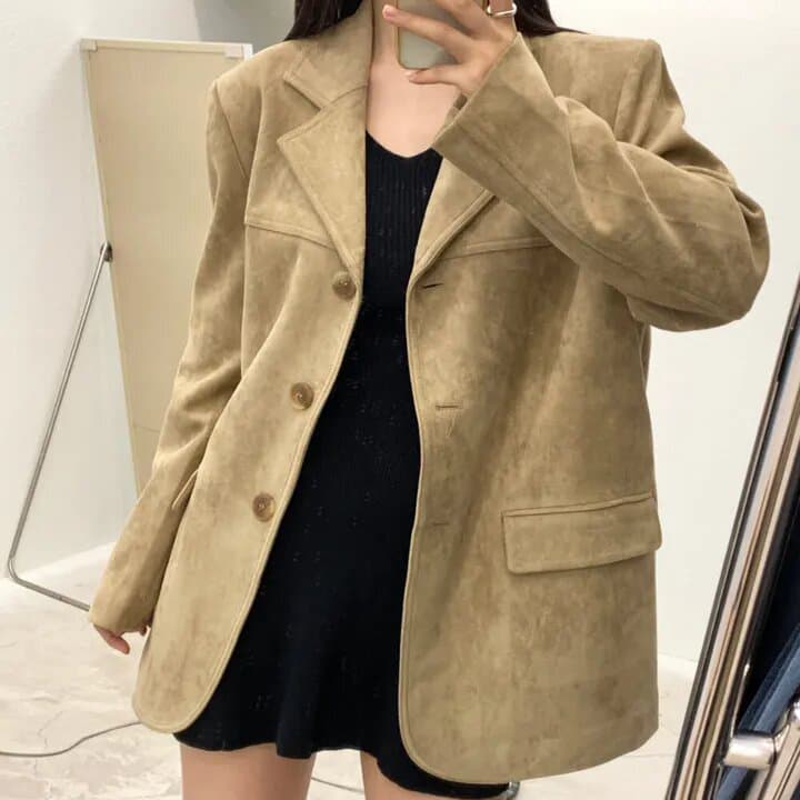 사슴 캐시미어 정장 여성 코트 한국 레트로 루즈핏 슬림해 보이는 싱글 줄 버튼 고급 센스 품격 다용도 긴팔 맨위 상세 이미지 26
