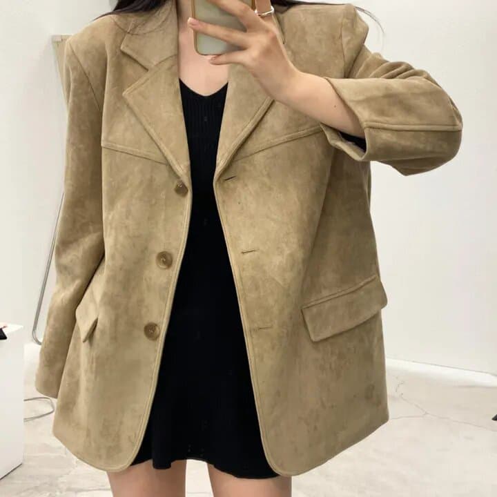 사슴 캐시미어 정장 여성 코트 한국 레트로 루즈핏 슬림해 보이는 싱글 줄 버튼 고급 센스 품격 다용도 긴팔 맨위 상세 이미지 27