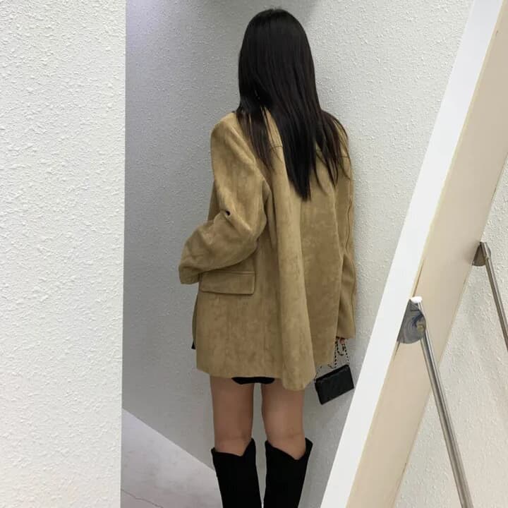 사슴 캐시미어 정장 여성 코트 한국 레트로 루즈핏 슬림해 보이는 싱글 줄 버튼 고급 센스 품격 다용도 긴팔 맨위 상세 이미지 30