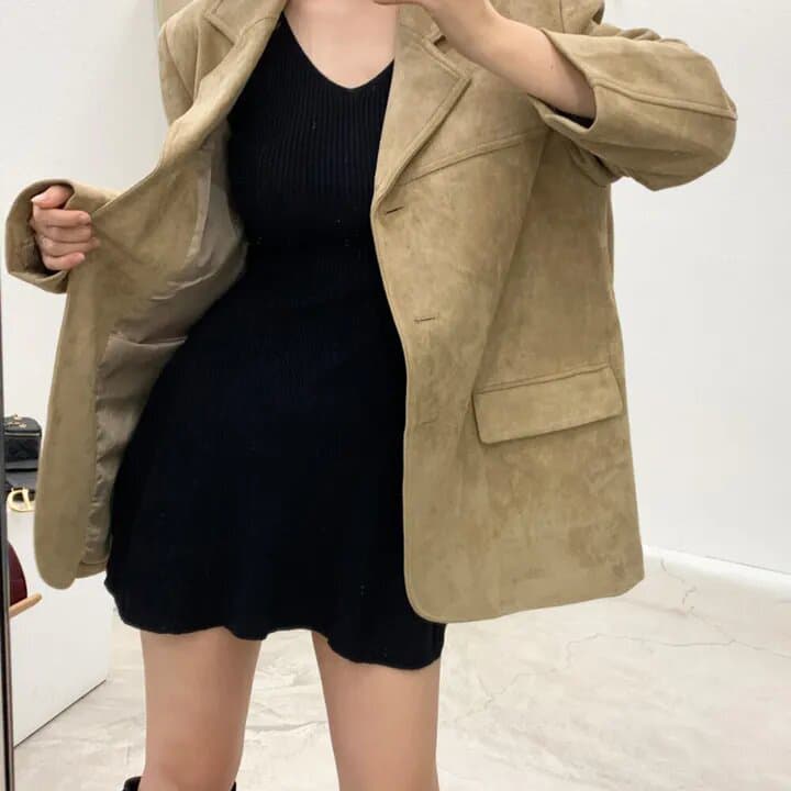 사슴 캐시미어 정장 여성 코트 한국 레트로 루즈핏 슬림해 보이는 싱글 줄 버튼 고급 센스 품격 다용도 긴팔 맨위 상세 이미지 31