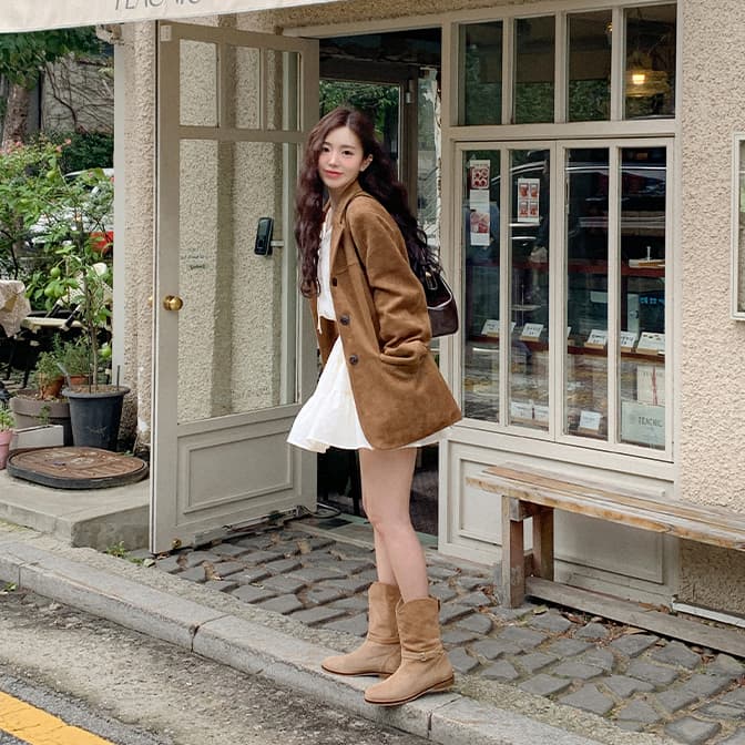 한국 chic 가을 겨울 레트로 아름다움 라드. 정장 칼라 모방 사슴 캐시미어 루즈핏 캐주얼 다용도 섹션 긴팔 여성 코트 상세 이미지 6