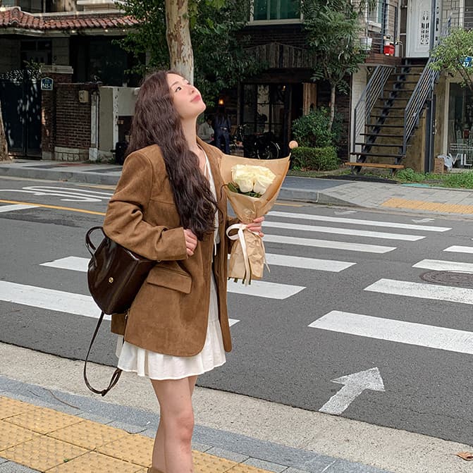 한국 chic 가을 겨울 레트로 아름다움 라드. 정장 칼라 모방 사슴 캐시미어 루즈핏 캐주얼 다용도 섹션 긴팔 여성 코트 상세 이미지 11