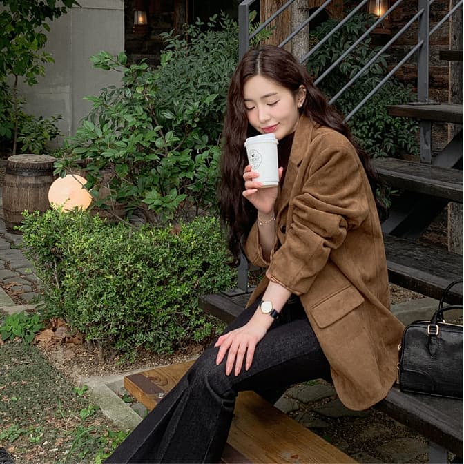 한국 chic 가을 겨울 레트로 아름다움 라드. 정장 칼라 모방 사슴 캐시미어 루즈핏 캐주얼 다용도 섹션 긴팔 여성 코트 상세 이미지 16