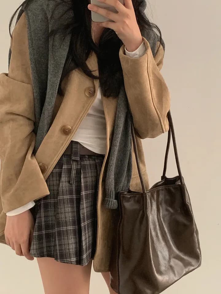 한국 chic 가을 새로운 레트로 품격 더블 주머니 아름다움 라드. 색상 시스템 루즈핏 다용도 긴팔 블레이저 상세 이미지 15