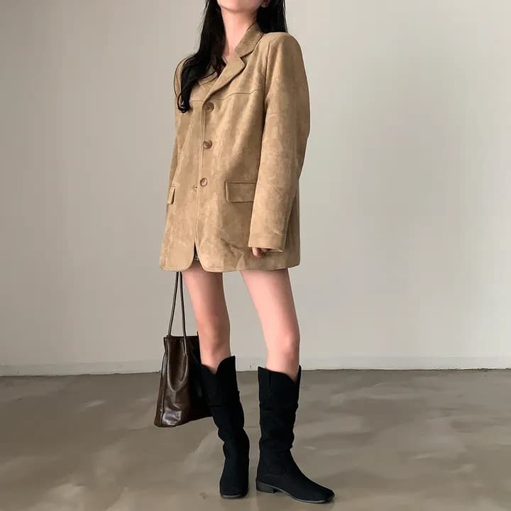한국 chic 가을 새로운 레트로 품격 더블 주머니 아름다움 라드. 색상 시스템 루즈핏 다용도 긴팔 블레이저 상세 이미지 21