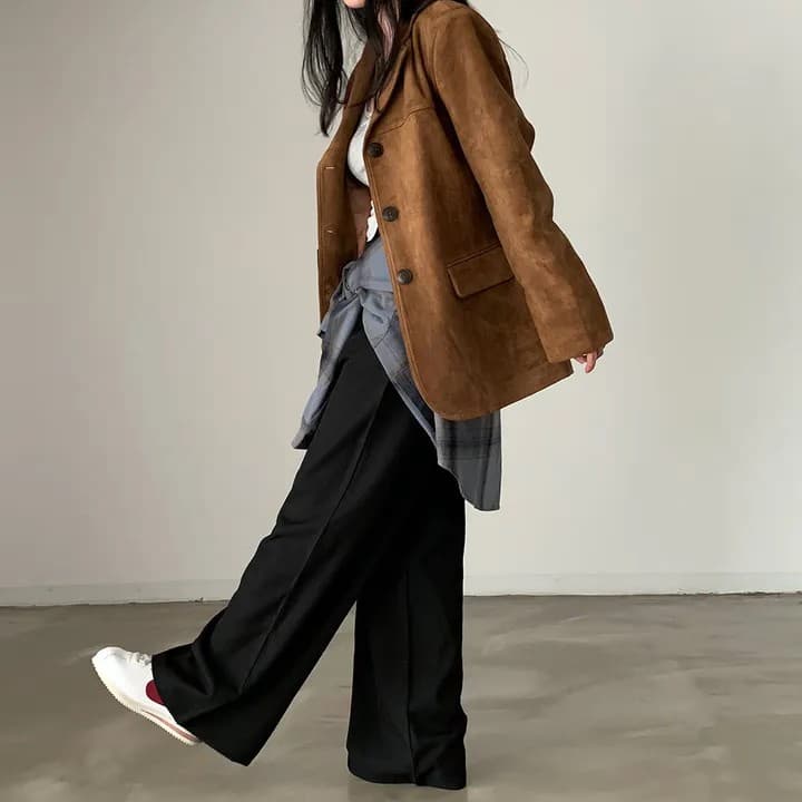 한국 chic 가을 새로운 레트로 품격 더블 주머니 아름다움 라드. 색상 시스템 루즈핏 다용도 긴팔 블레이저 상세 이미지 24