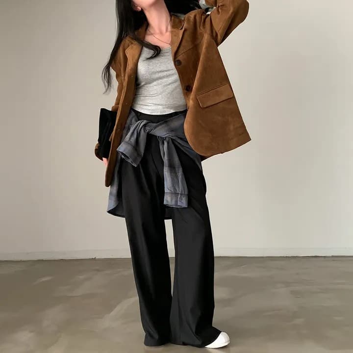 한국 chic 가을 새로운 레트로 품격 더블 주머니 아름다움 라드. 색상 시스템 루즈핏 다용도 긴팔 블레이저 상세 이미지 27