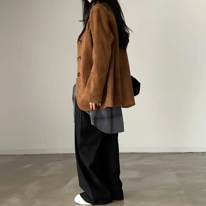 한국 chic 가을 새로운 레트로 품격 더블 주머니 아름다움 라드. 색상 시스템 루즈핏 다용도 긴팔 블레이저 상세 이미지 29