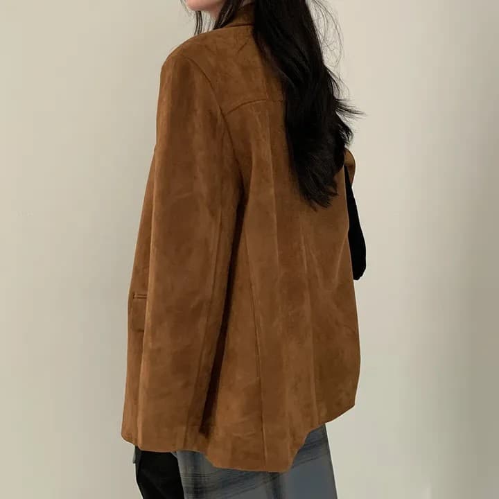 한국 chic 가을 새로운 레트로 품격 더블 주머니 아름다움 라드. 색상 시스템 루즈핏 다용도 긴팔 블레이저 상세 이미지 38