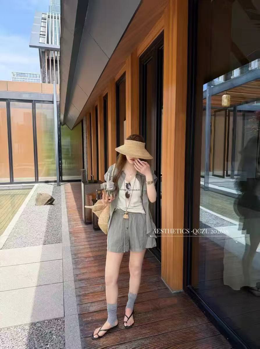 2026 년 새로운 빛 요리 한 미니멀리즘 바람 느슨함 센스 루즈핏 민소매 맨위 조끼 허리밴드 반바지 3종 세트 상세 이미지 4