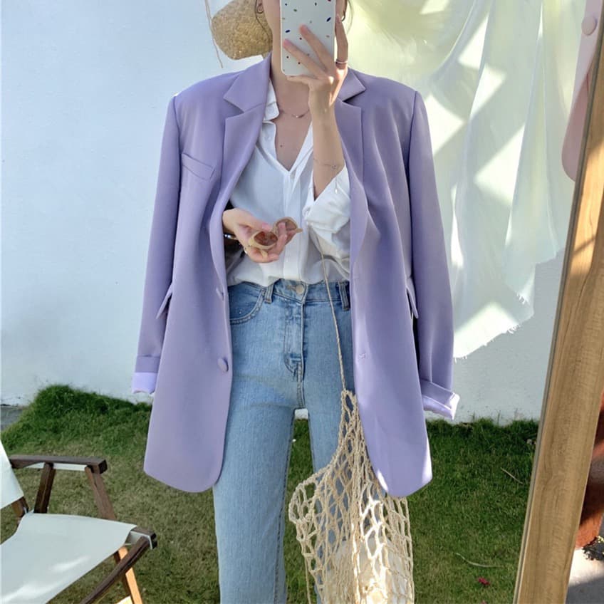 오스트리아 라이 브랜드 인출 chic 녹색 블레이저 작은 대중 디자인 센스 작은 키 얇은 스타일 고급 센스 튀김