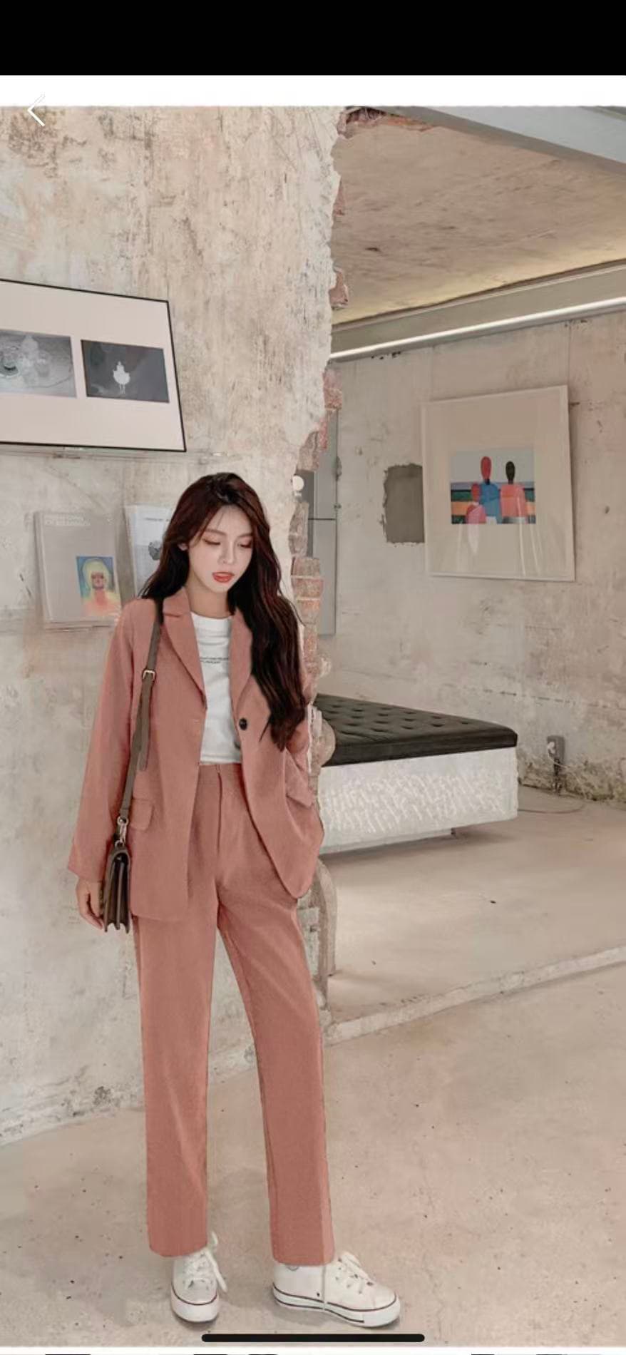 녹 빨간색 고급 센스 정장 세트 여성 한 부서 작은 정장 2026 가을 새로운 하이웨이스트 와이드 레그 팬츠 두 조각 상세 이미지 5