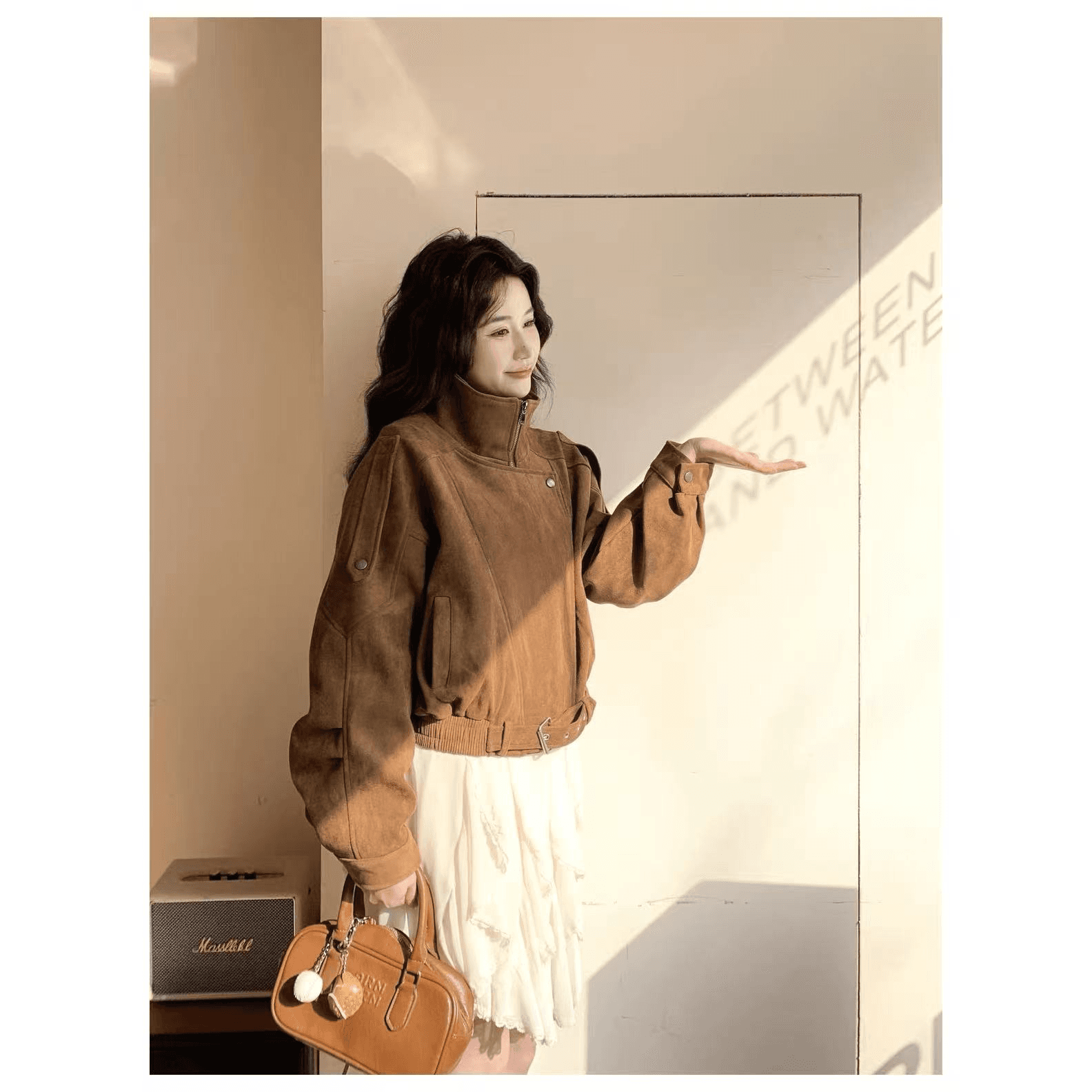아름다움 라드. 레트로 스웨이드 원단 재킷 여성 짧은 2026 가을 새로운 올해 인기 한 부서 달콤한 차가운 바람 클립 이미지 6