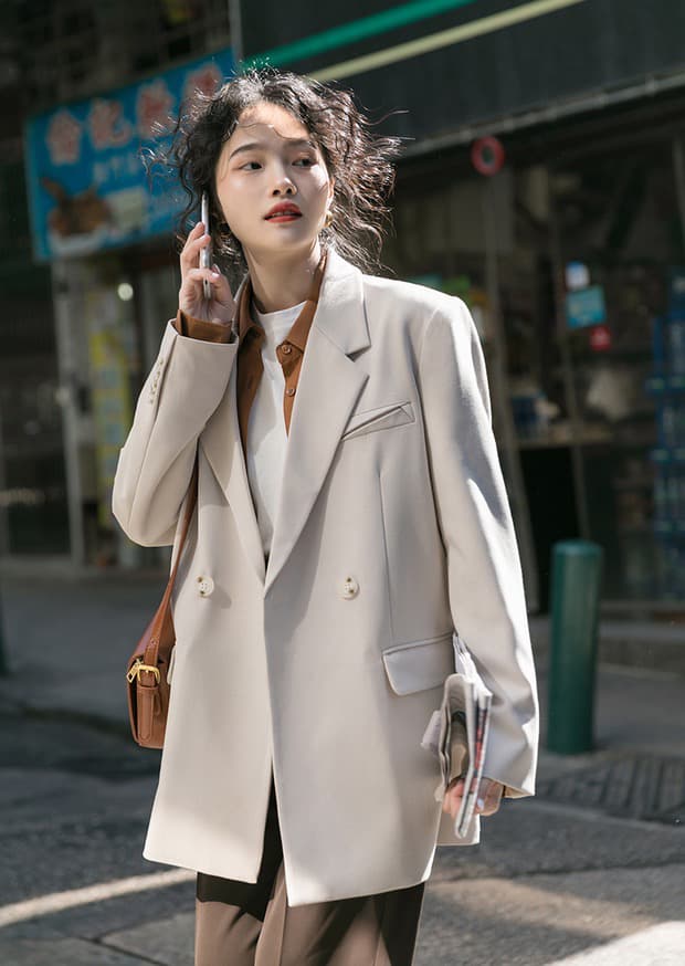 2026 한국 인터넷 유명인 박하 녹색 프로필 모양 정장 여성 코트 봄 가을 chic 루즈핏 고급 센스 출퇴근 캐주얼 상세 이미지 9