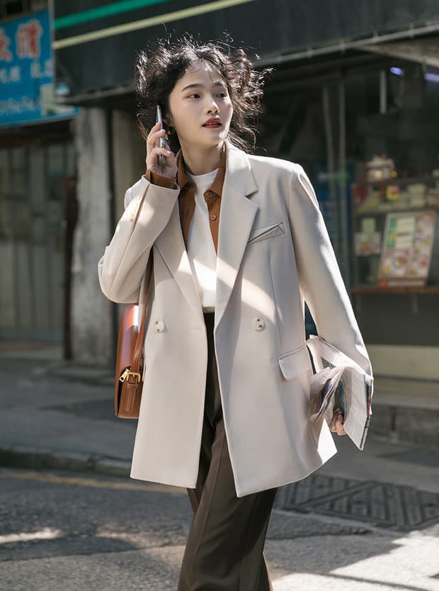 2026 한국 인터넷 유명인 박하 녹색 프로필 모양 정장 여성 코트 봄 가을 chic 루즈핏 고급 센스 출퇴근 캐주얼 상세 이미지 10