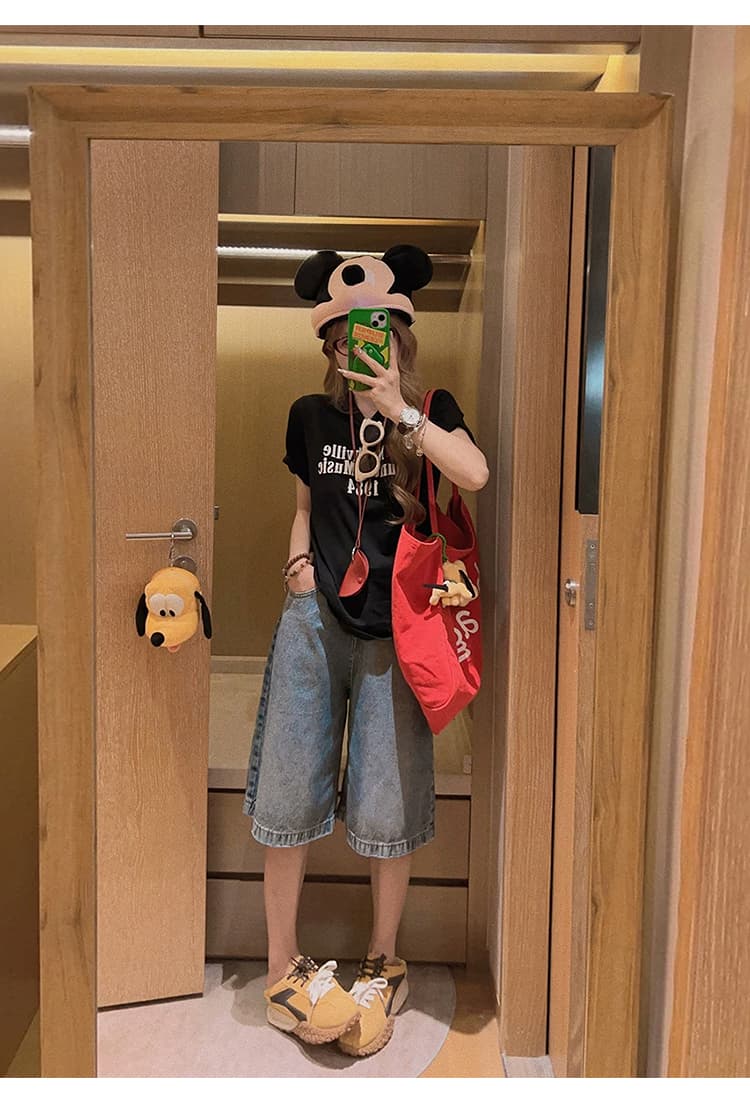 임산부 데님 반바지 오부 바지 여름 펌프 로프 청바지 루즈핏 와이드 레그 팬츠 캐주얼 임산부 바지 상세 이미지 6