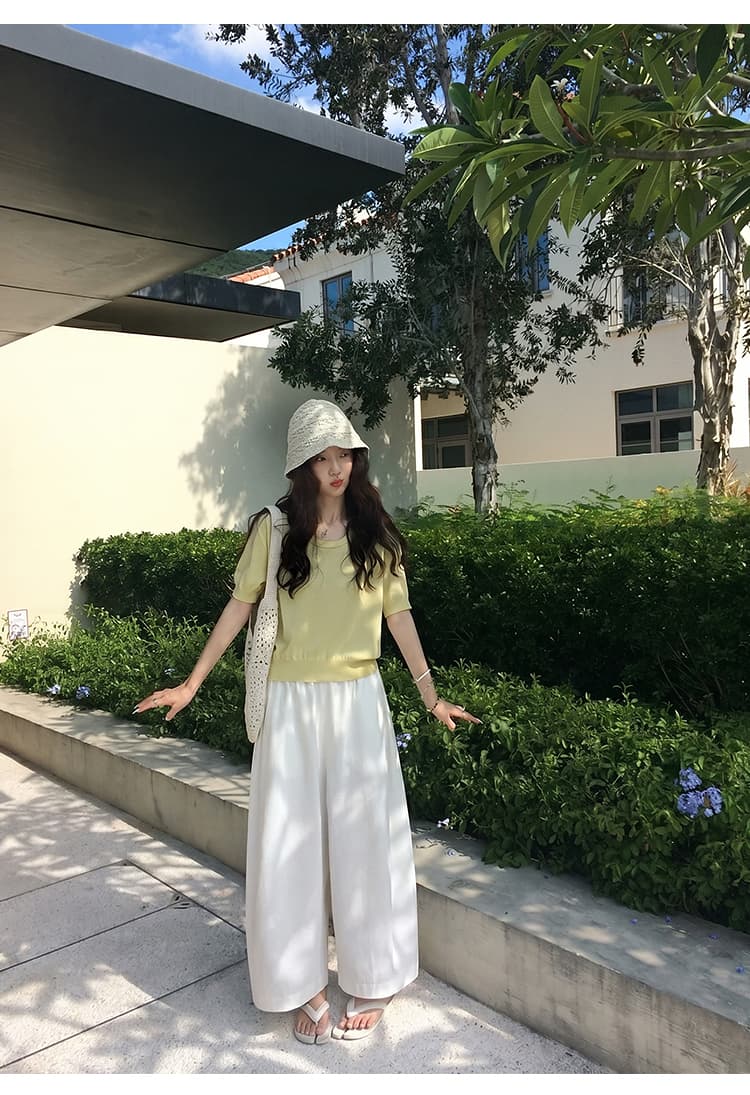 임산부 여름 얇은 스타일 캐주얼 바지 모통이 칼 바지 와이드 레그 팬츠 통기성 외출용 임산부 바지 9부 바지 상세 이미지 10