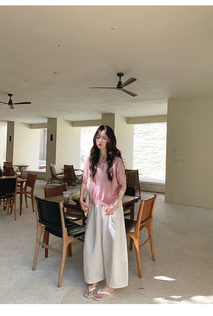 임산부 여름 얇은 스타일 캐주얼 바지 모통이 칼 바지 와이드 레그 팬츠 통기성 외출용 임산부 바지 9부 바지 상세 이미지 15