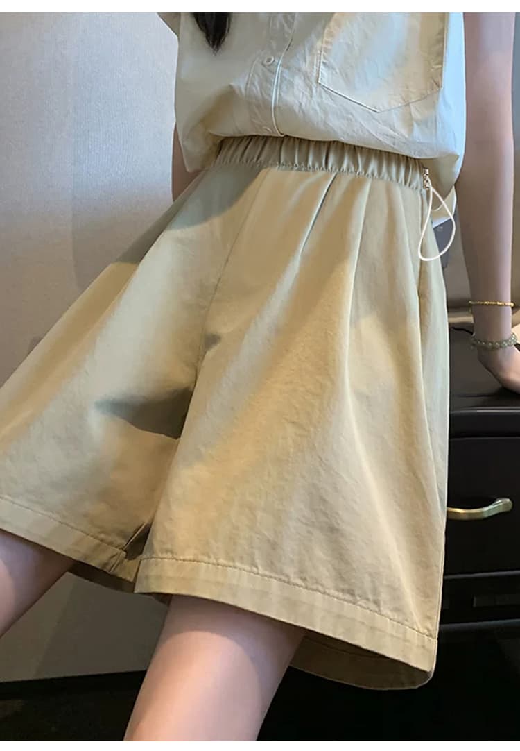 임산부 여름 반바지 얇은 스타일 루즈핏 와이드 레그 팬츠 캐주얼 바지 오부 바지 임산부 바지 펌프 로프 섹션 상세 이미지 12