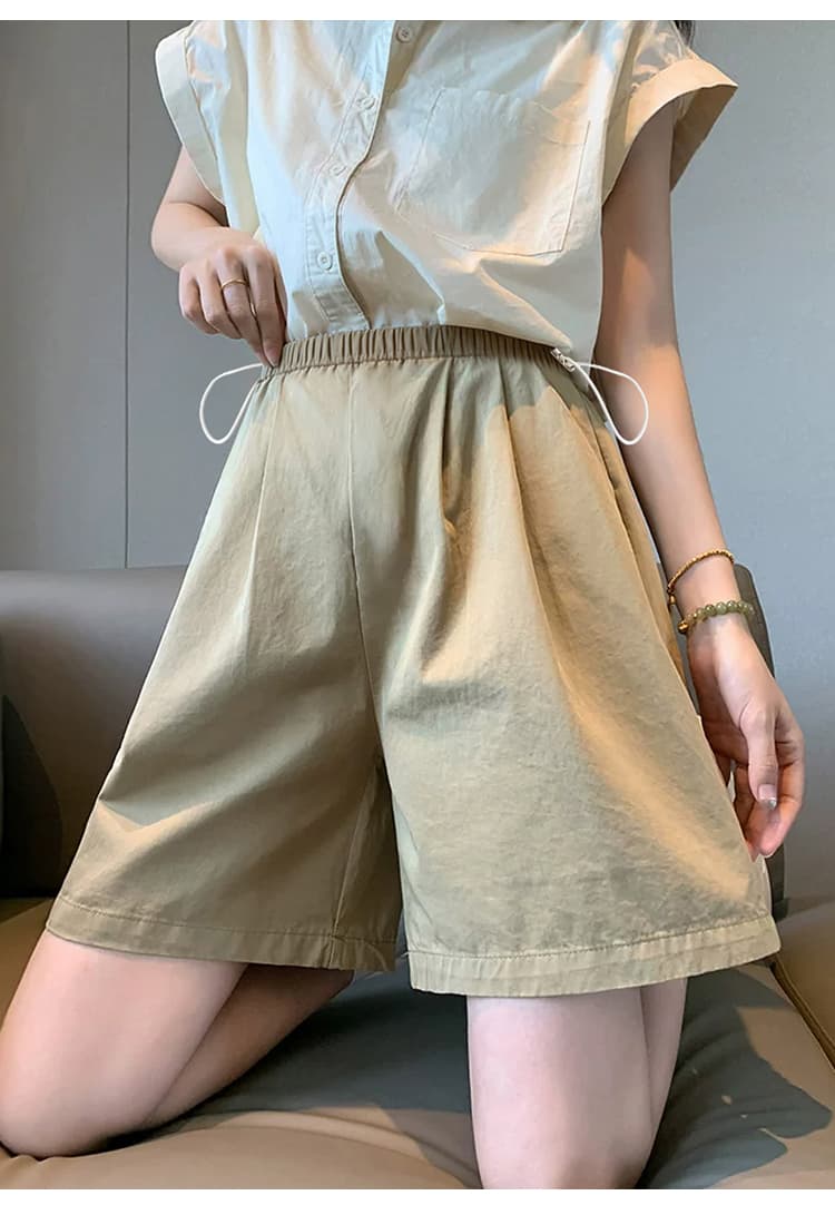 임산부 여름 반바지 얇은 스타일 루즈핏 와이드 레그 팬츠 캐주얼 바지 오부 바지 임산부 바지 펌프 로프 섹션 상세 이미지 13