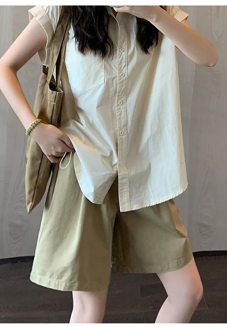 임산부 여름 반바지 얇은 스타일 루즈핏 와이드 레그 팬츠 캐주얼 바지 오부 바지 임산부 바지 펌프 로프 섹션 상세 이미지 14