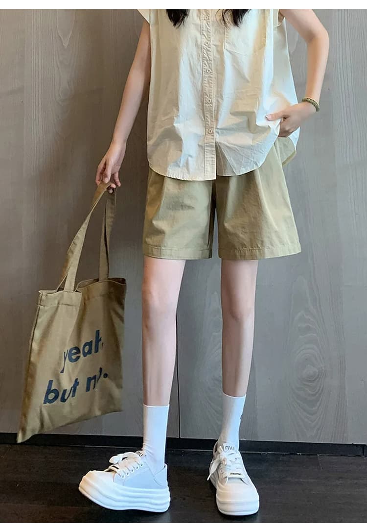 임산부 여름 반바지 얇은 스타일 루즈핏 와이드 레그 팬츠 캐주얼 바지 오부 바지 임산부 바지 펌프 로프 섹션 상세 이미지 16