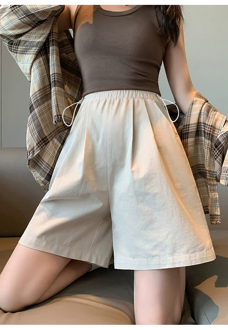 임산부 여름 반바지 얇은 스타일 루즈핏 와이드 레그 팬츠 캐주얼 바지 오부 바지 임산부 바지 펌프 로프 섹션 상세 이미지 17