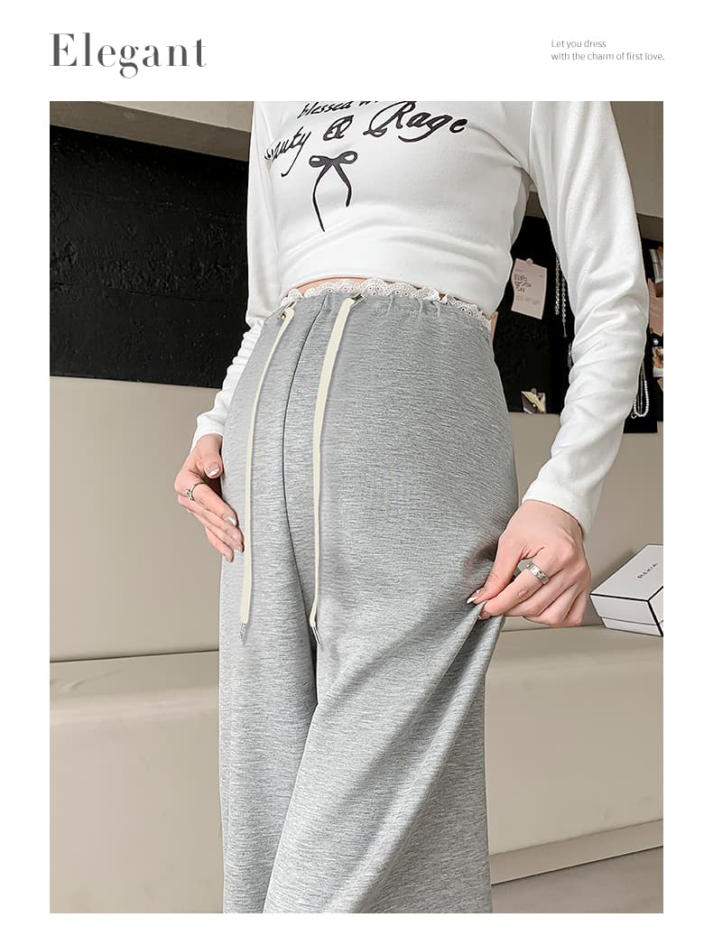 실사 품질 m-3xl 펌프 로프 도루 센스 임산부 스트레이트 팬츠 봄 가을 새로운 임산부 넓은 다리 길이 바지 상세 이미지 16
