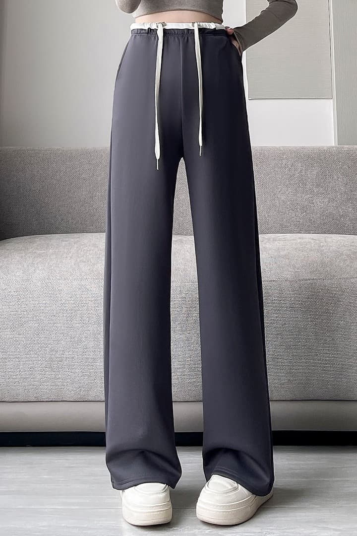 실사 품질 m-3xl 펌프 로프 테두리 임산부 스트레이트 팬츠 봄 가을 새로운 임산부 넓은 다리 길이 바지 이미지 6