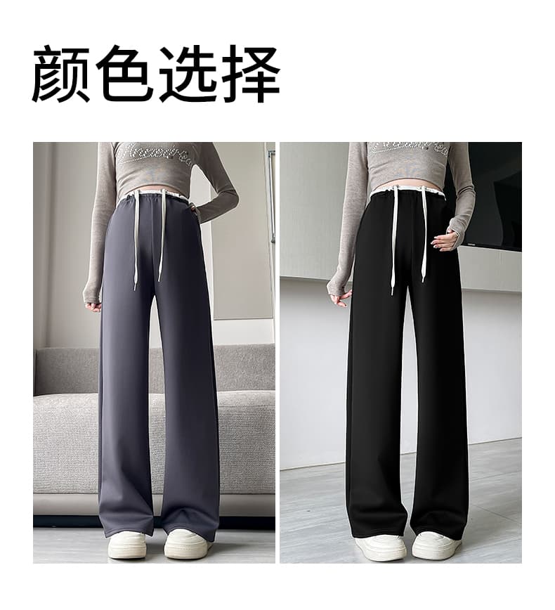 실사 품질 m-3xl 펌프 로프 테두리 임산부 스트레이트 팬츠 봄 가을 새로운 임산부 넓은 다리 길이 바지 상세 이미지 15