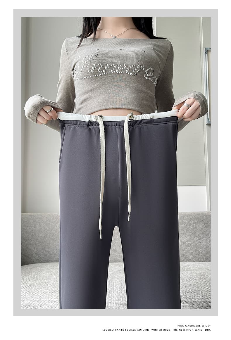 실사 품질 m-3xl 펌프 로프 테두리 임산부 스트레이트 팬츠 봄 가을 새로운 임산부 넓은 다리 길이 바지 상세 이미지 21