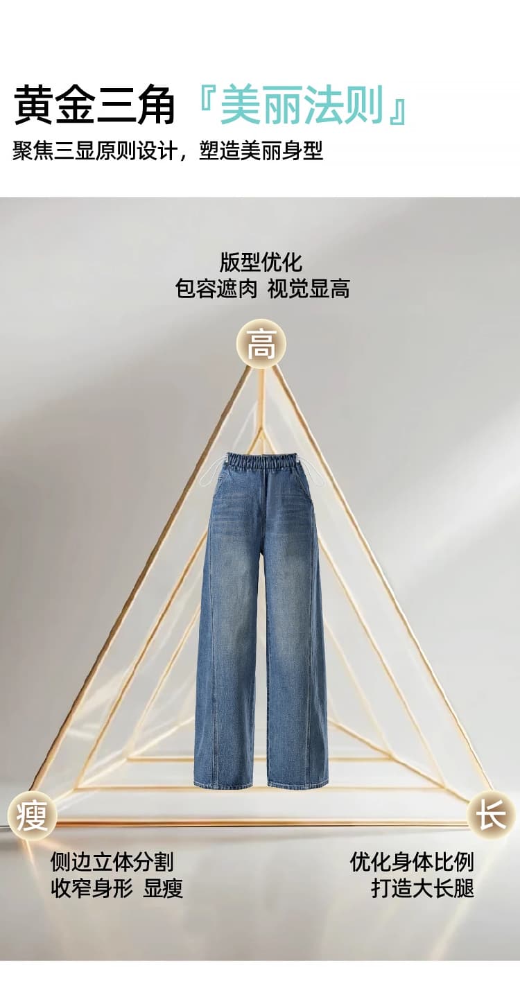 임산부 봄과 가을 펌프 로프 데님 좁은 에디션 넓은 다리 루즈핏 스트레이트 없음 복부 지지 긴 바지 레트로 부서 상세 이미지 3